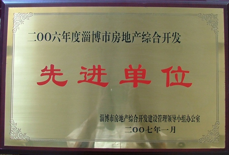 淄博市房地產(chǎn)綜合開發(fā)先進(jìn)單位