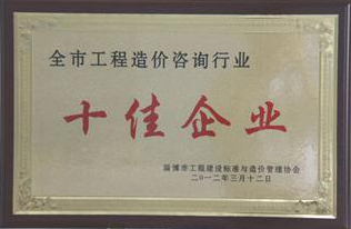 全市工程造價(jià)咨詢(xún)行業(yè)十佳企業(yè)