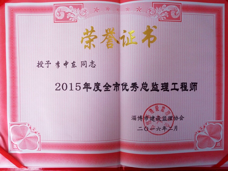 全市優(yōu)秀總監(jiān)理工程師